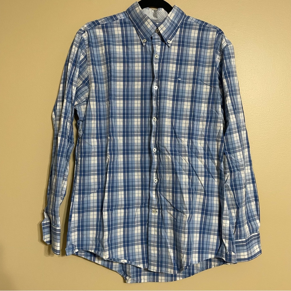 Southern Tide button down blue‎ plaid size medium